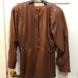 Leather skirt and jacket set